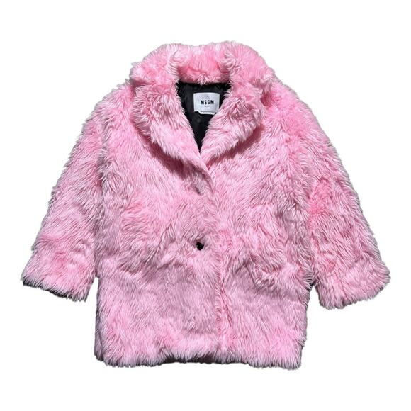 MSGM Faux fur pink coat